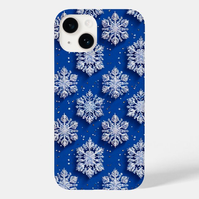 Blå snöflingor Elegant vinterdesign (Baksida)