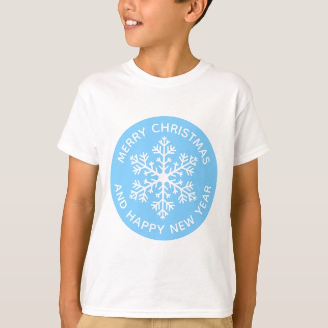 Blå snöflingor Festive T-Shirt (barn) (Framsida)