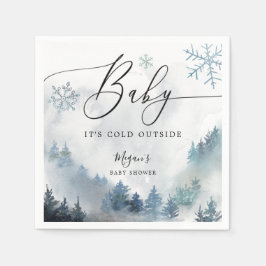Blå Snöflingor för småskuren vinterbabyskor Pappersservett
