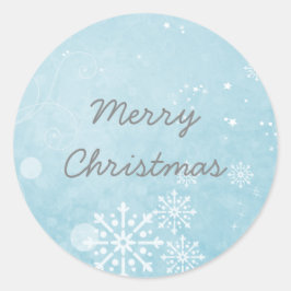 Blå snöflingor Helgdag Stickers Runt Klistermärke