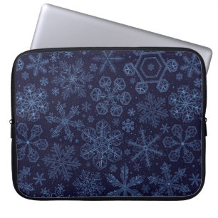 Blå Snöflingor i blått Laptop Fodral