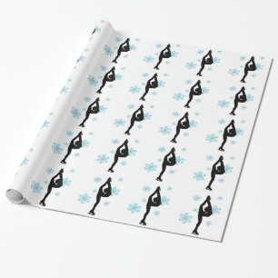 Blå Snöflingor Ice Skating Gift Wrap Presentpapper