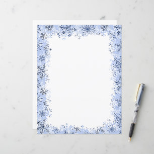 Blå snöflingor jul brevpapper