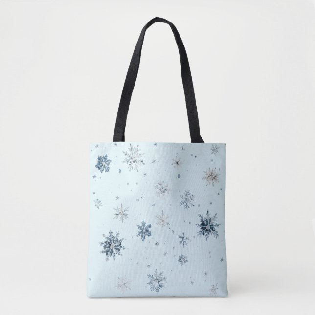 Blå Snöflingor Jul Tygkasse (Framsida)