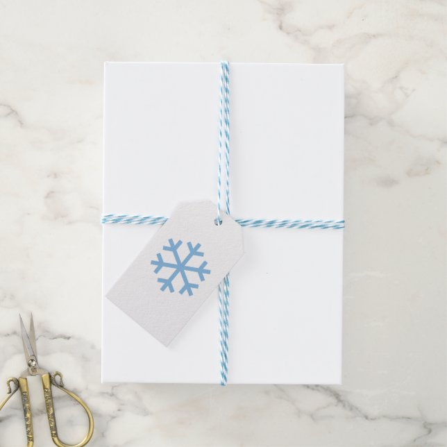 Blå snöflingor-Juletiketter Presentetikett (Med Snöre)