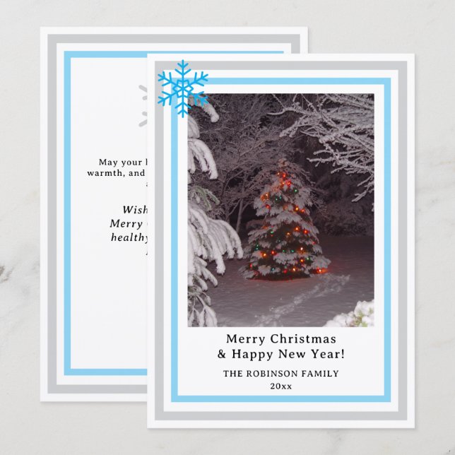 Blå snöflingor Julgransbelysning LÄGG TILL FOTO Julkort (Fram/baksida)