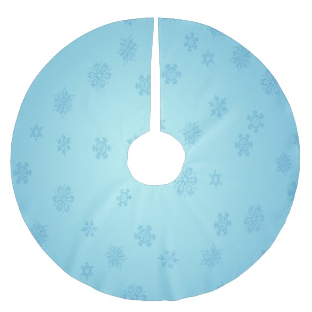 Blå snöflingor julgransmatta borstad polyester (Framsidan)