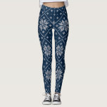 Blå Snöflingor julsötare Sticka Mönster Leggings<br><div class="desc">Röda Snöflingor julsötaren Sticka Mönster.</div>