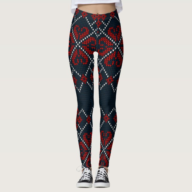Blå Snöflingor  Leggings (Framsida)