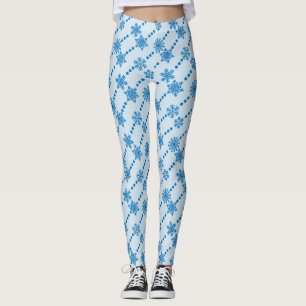Blå snöflingor leggings