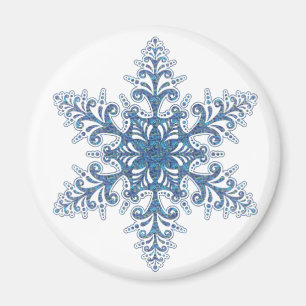 Blå snöflingor magnet