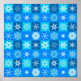 Blå snöflingor Mönster Poster