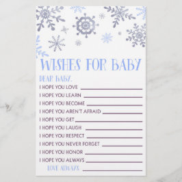 Blå snöflingor-Önskemål för babyskor Brevpapper