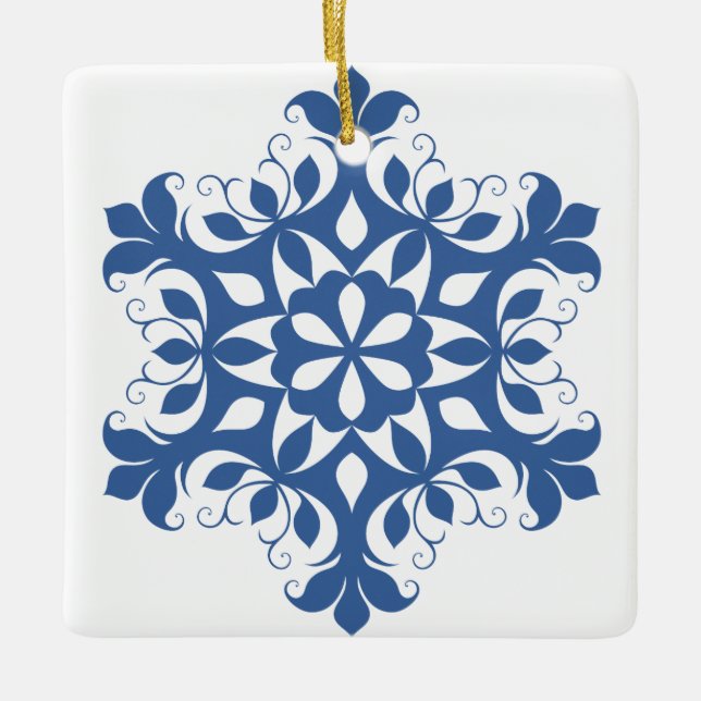 Blå snöflingor Ornament (Framsida)