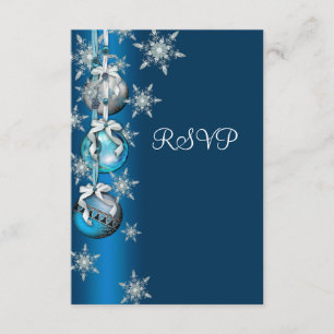 Blå snöflingor Ornament Julfest RSVP OSA Kort