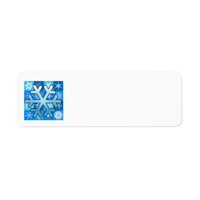 Blå snöflingor returadress etikett (Framsidan)