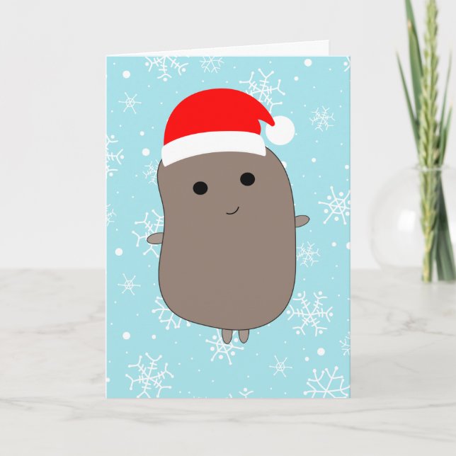 Blå snöflingor Rolig Potatis Jul Kort (Framsida)