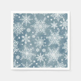 Blå snöflingor Vattenfärg Vinterfirande Pappersservett