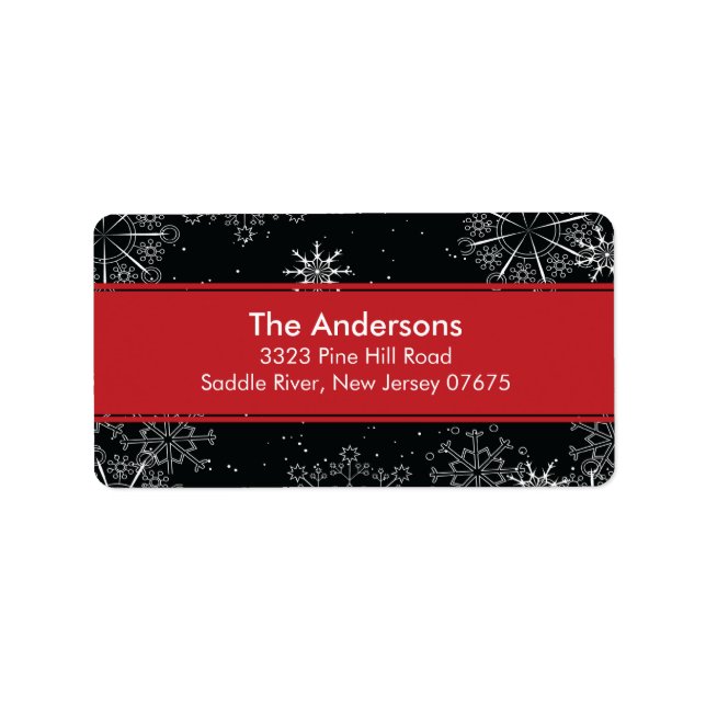 Blå Snöflingor-vinter-Helgdag, Returadress Adressetikett (Framsidan)