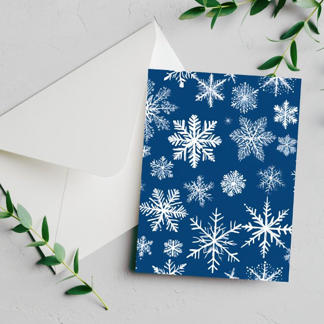 Blå Snöflingor Vinter Julkort (Skapare uppladdad)