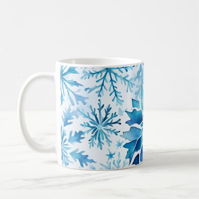 Blå snöflingor Vinter magi vårt  Kaffemugg (Vänster)
