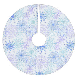 Blå Snöflingormönster - Julgran duk Julgransmatta Borstad Polyester