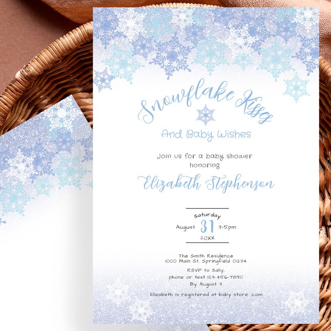 Blå Snöflingskysar Baby Shower Inbjudan (Skapare uppladdad)