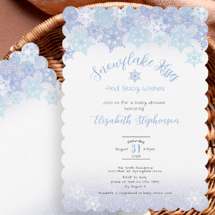 Blå snöflingskysar Baby Shower-inbjudan Inbjudningar