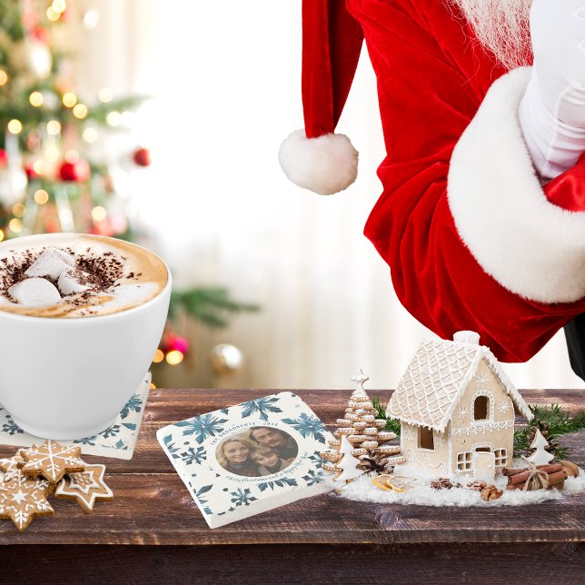 Blå snöflingston Underlägg (Don’t forget to tell Santa to use this coaster!)