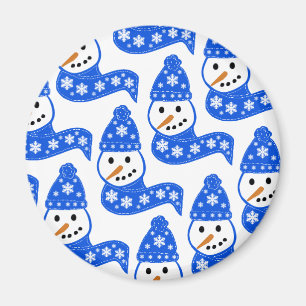 Blå Snögubbar Scarves Magnet