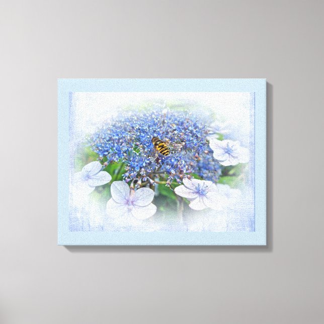 Blå Snöre Cap Hydrangea Flowers Canvastryck (Framsida)