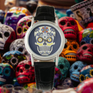Blå Socker Skalle Armbandsur