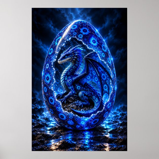 Blå sökardrakes egg poster (Framsidan)