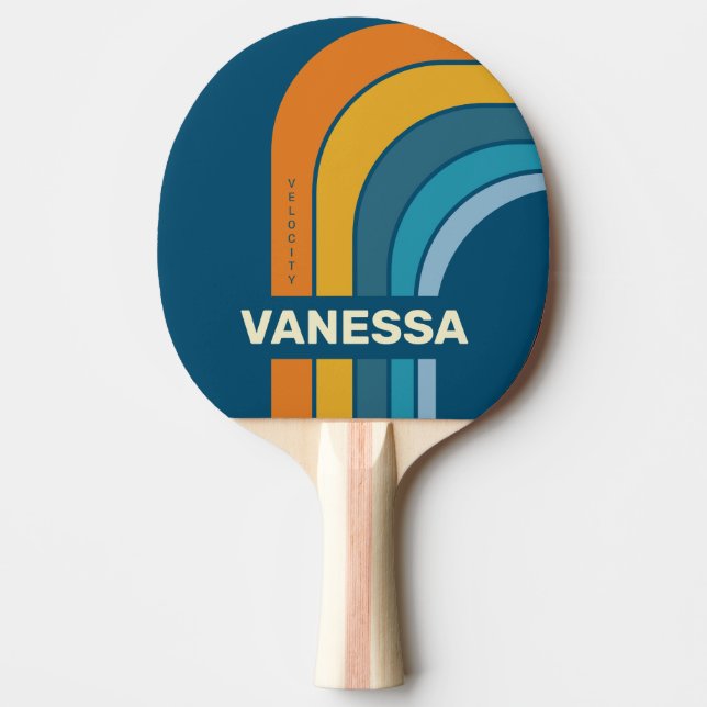 Blå sol båge med namn pingisracket (Framsidan)