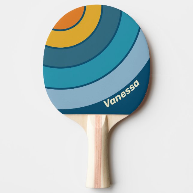 Blå Sol Cirkel Randig med Namn Pingisracket (Framsidan)