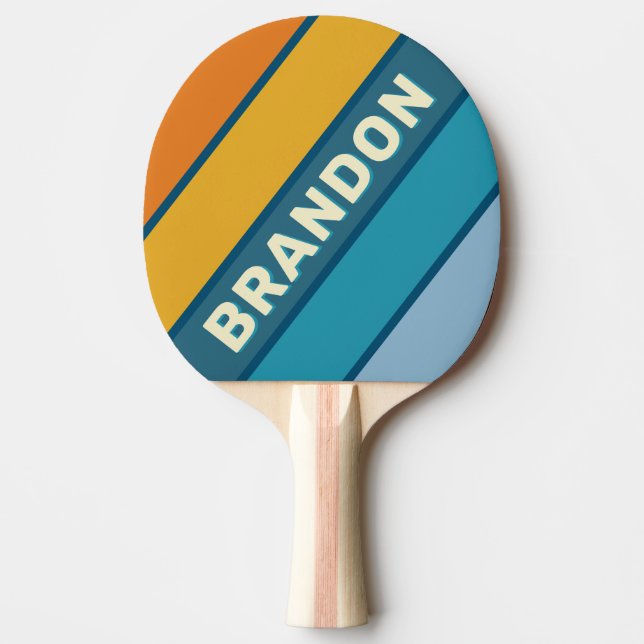 Blå Sol Djärvt Randigt med Namn Pingisracket (Framsidan)