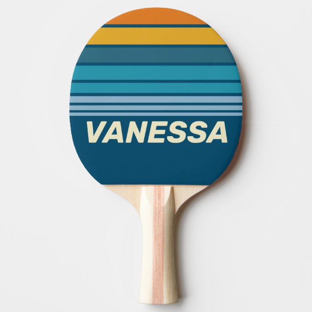 Blå Sol Horisontell Randig med Namn Pingisracket (Framsidan)