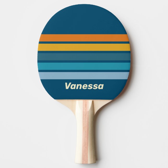 Blå sol över randning med namn pingisracket (Framsidan)