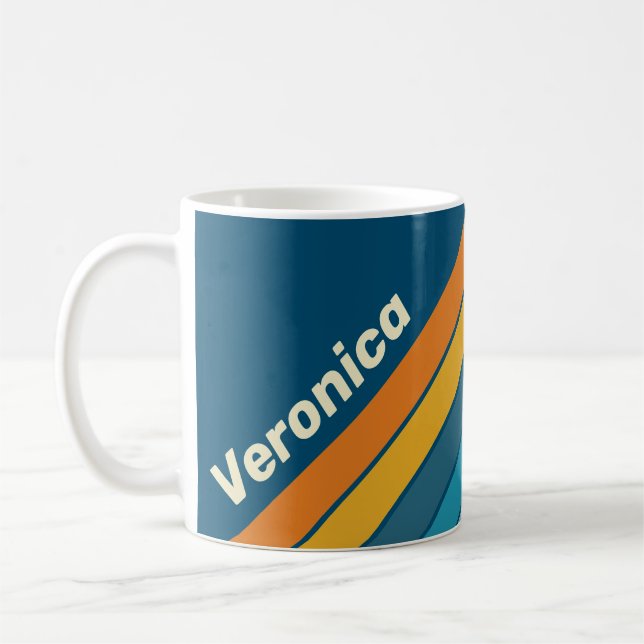 Blå Sol Ränder med Namn Kaffemugg (Vänster)