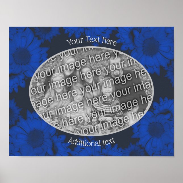 Blå solblommor lägg till din fotoPersonlig Poster (Framsidan)