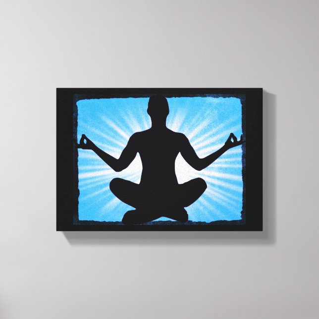 Blå Solbrist Yoga Meditation Zen Lerduksduk Väggko Canvastryck (Framsida)