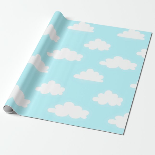 Blå Solig Dag Design Presentpapper  (Utrullad)