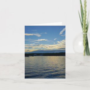 Blå solnedgång Sjö i ett ozarks Greeting Card Kort