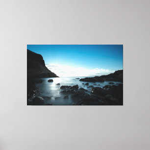Blå solnedgångspremie, omslagen triptych-arbetsyta canvastryck