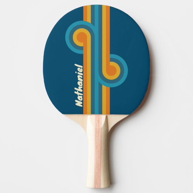 Blå solrandig loop med namn pingisracket (Framsidan)