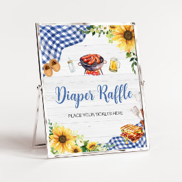 Blå solros BBQ Baby Shower Raffle Poster