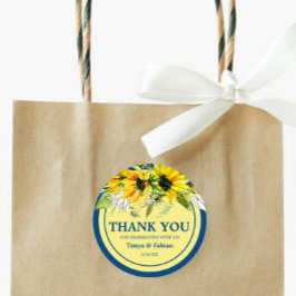 Blå solros Bröllop Runt Klistermärke