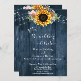 Blå solros efter Bröllop Firande Inbjudningar