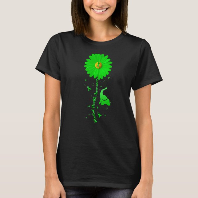 Blå Solros Elefantdräkt Sprid Mental Hälsa T Shirt (Framsida)