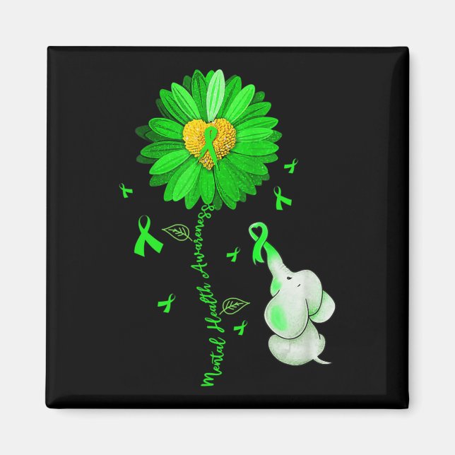 Blå solros Elephan Outfit Spread Mental Health Magnet (Framsidan)